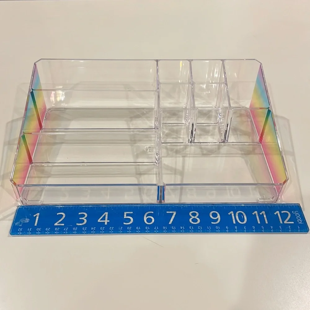 Kensie Multi-Purpose Organizer Clear Acrylic with Rainbow Color Sides